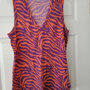 Adrienne Tiger Knit Tank Top. Size Medium. Orange/Purple